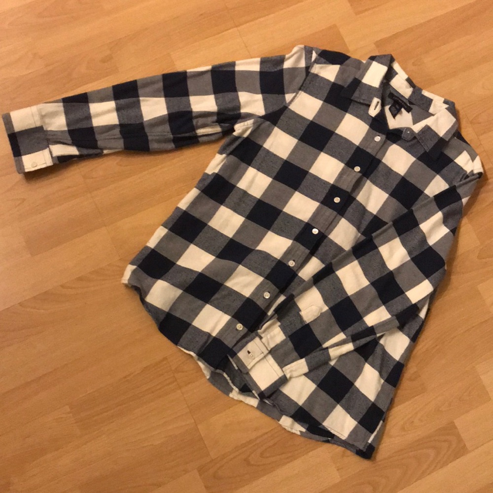 Blue & Cream colored flannel by Lands’ End